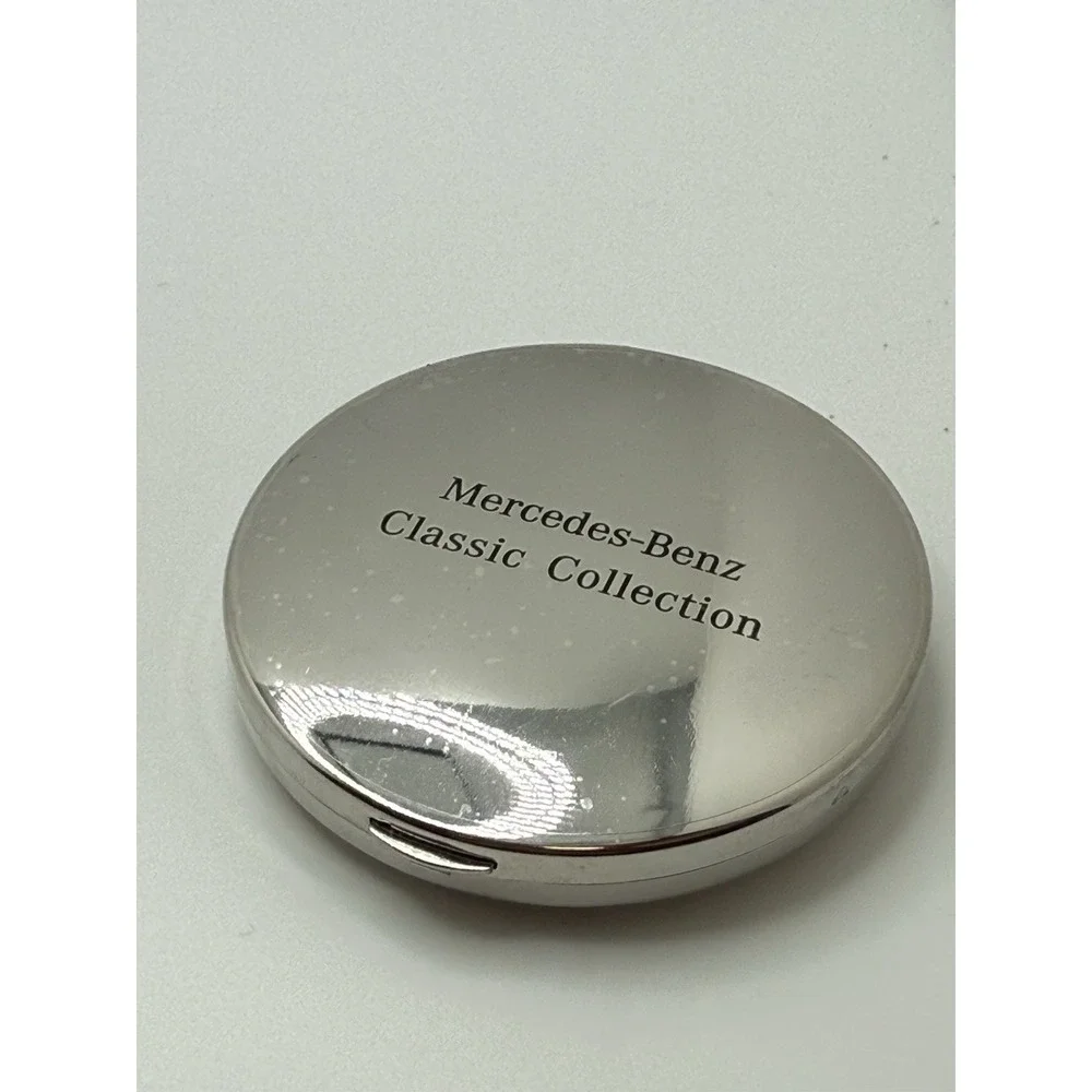 Classic Collection Round Compact Pocket Mirror Mercedes-Benz Goldtone Silvertone